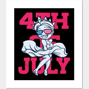 4th of July Statue of Liberty with shades Posters and Art